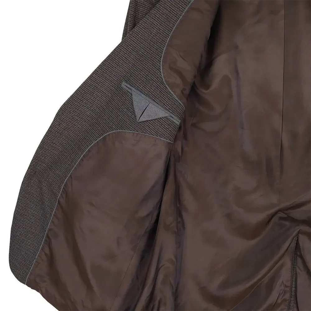 Michael Kors Mens Classic Fit Sport Coat 46L Brown Blue Houndstooth Stretch NWT
